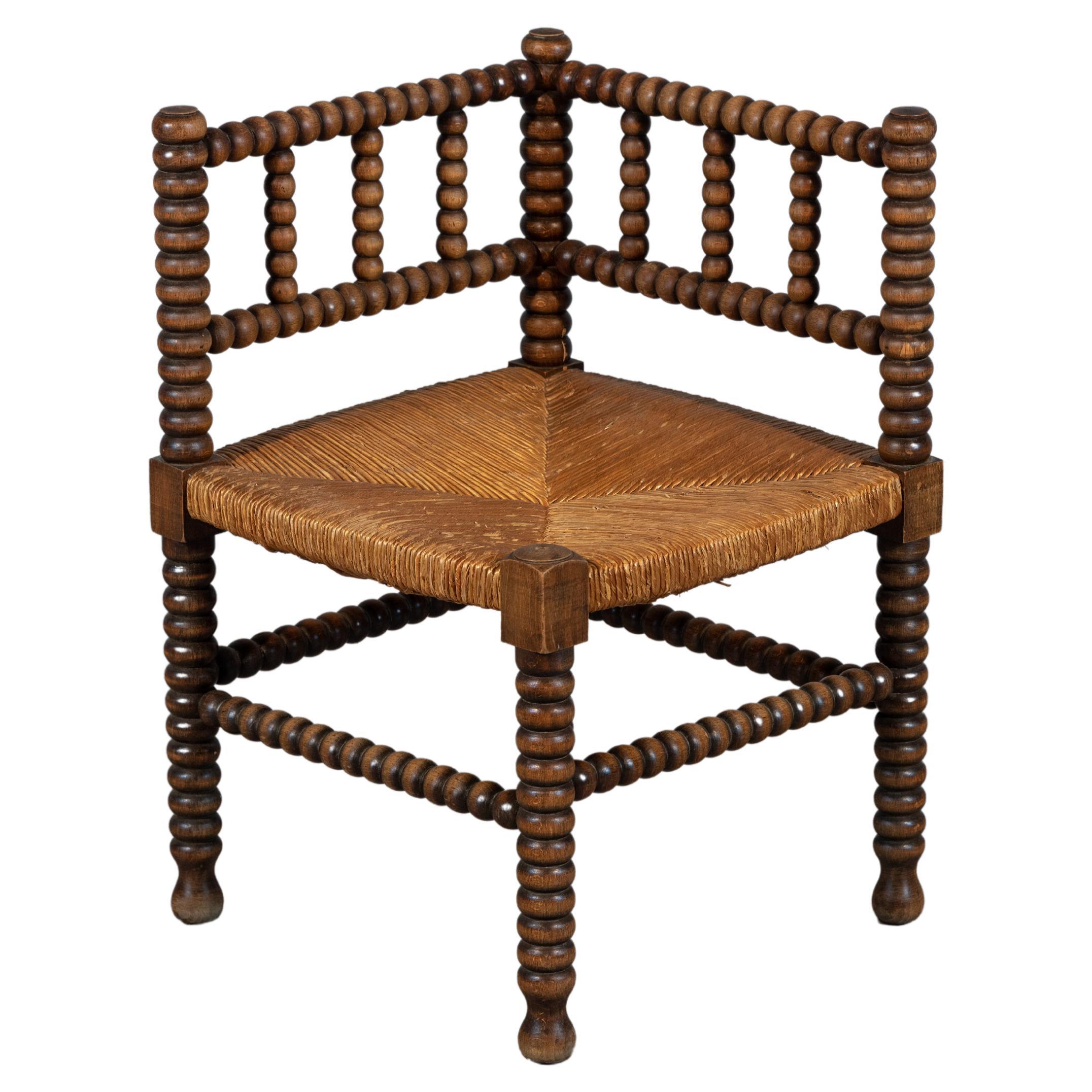 French Provincial Oak Corner Chair
