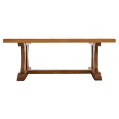 French Provincial Oak Country Farmhouse Trestle Dining Table