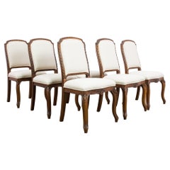Used French Provincial Oak Dining Chairs, Set of Six