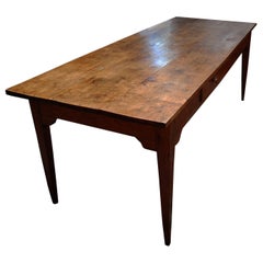 French Provincial Oak Farmhouse Table, Tapered Legs, circa 1820
