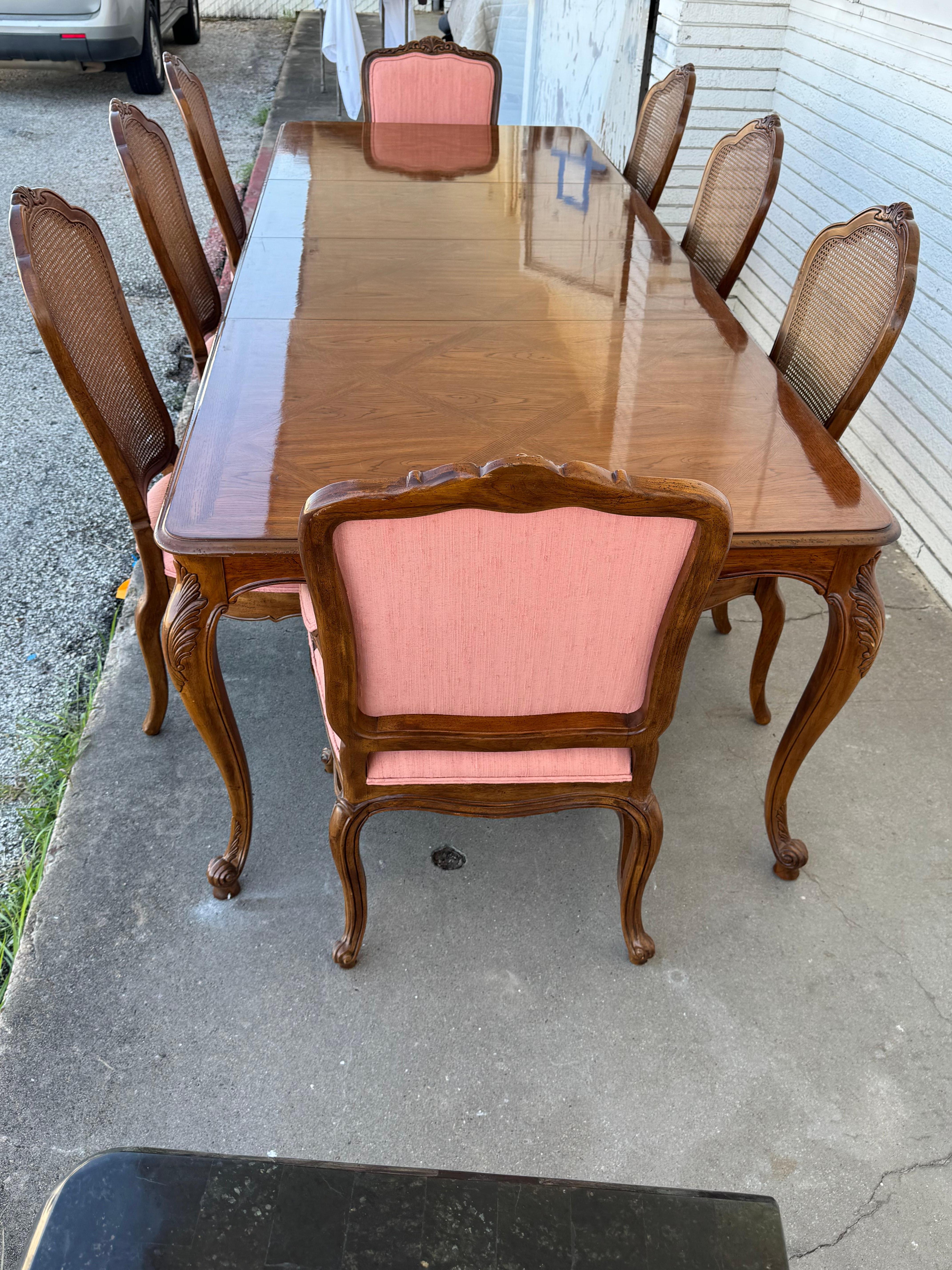 French Provincial Oak Parquet Top Dining Table (chairs available) For Sale 4