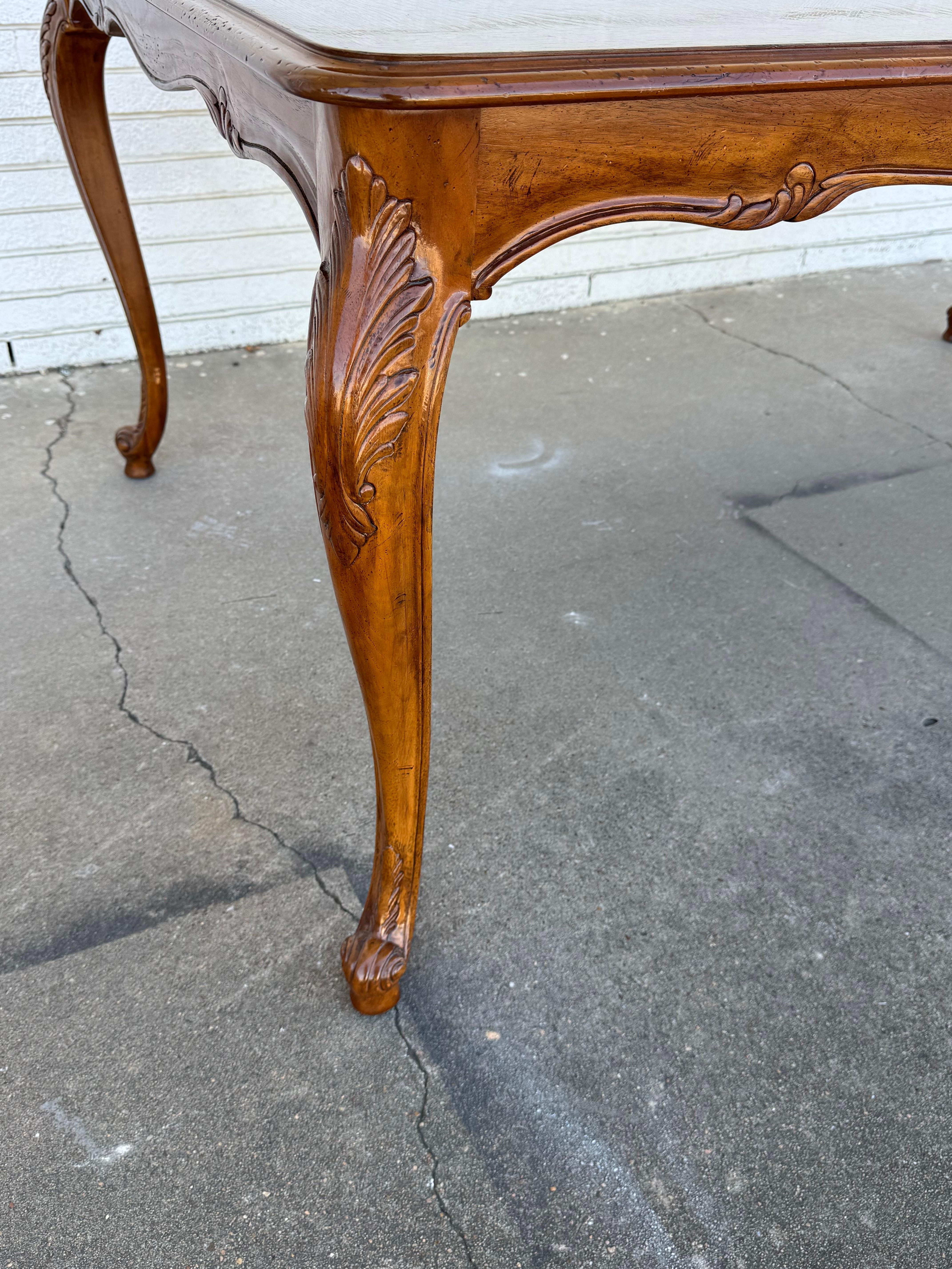 American French Provincial Oak Parquet Top Dining Table (chairs available) For Sale