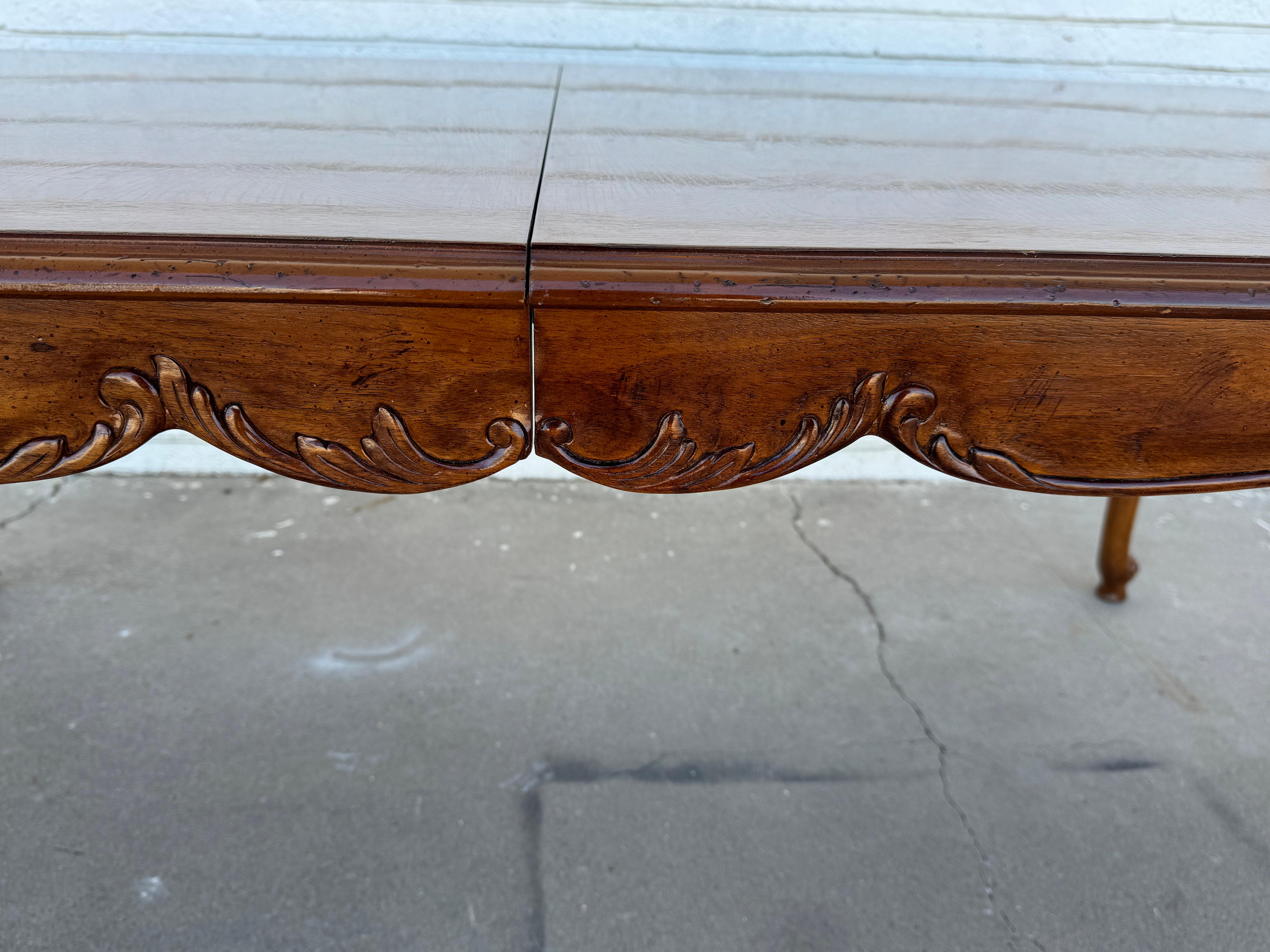 French Provincial Oak Parquet Top Dining Table (chairs available) In Good Condition For Sale In Pasadena, TX