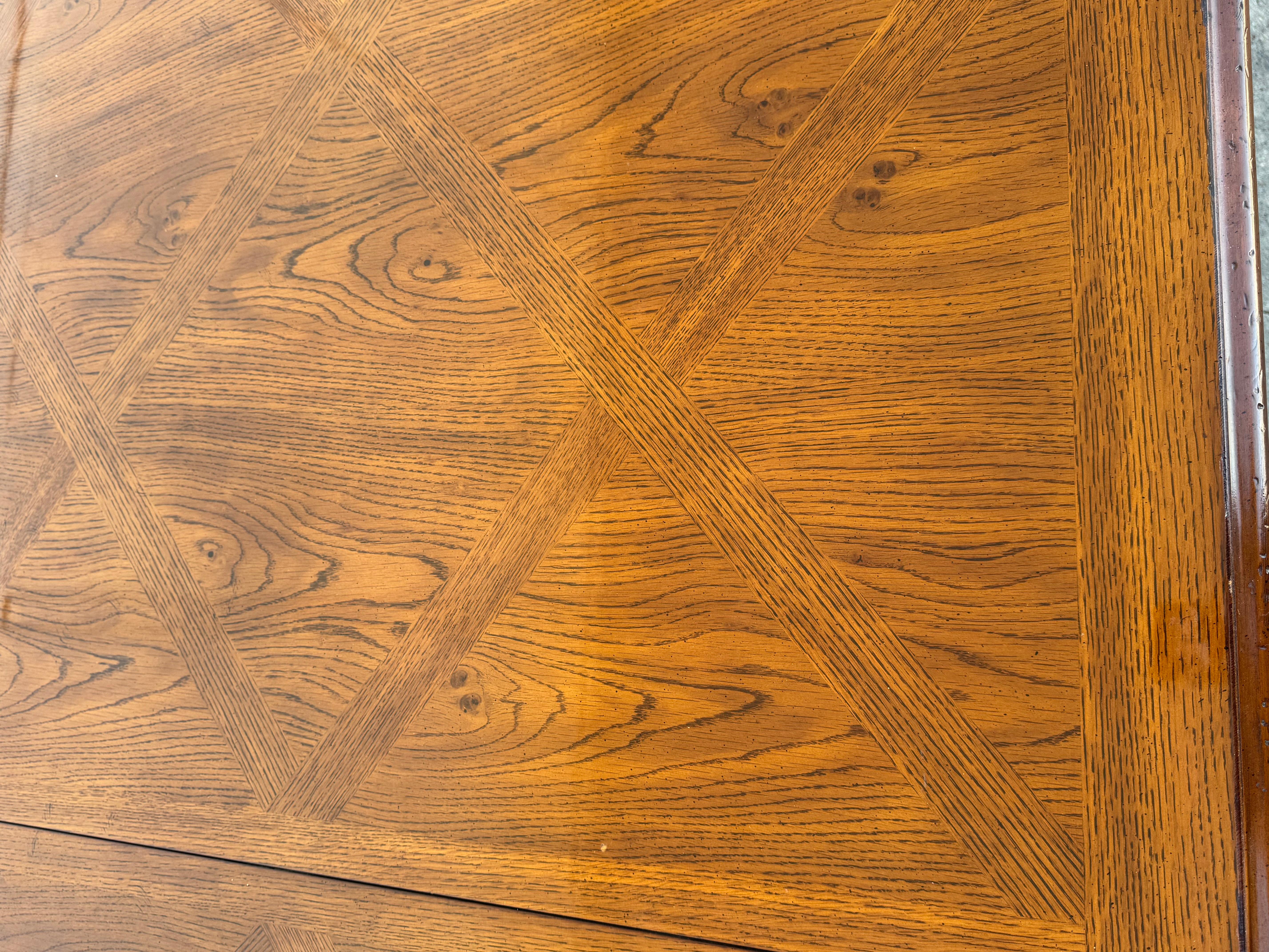 20th Century French Provincial Oak Parquet Top Dining Table (chairs available) For Sale