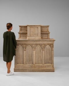 French Provincial Oak Pedestal Lectern, Gothic Design, 1920s, France