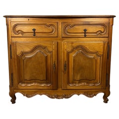 French Provincial Oak Server Cabinet with Sliding Shelves, Early 20th Century