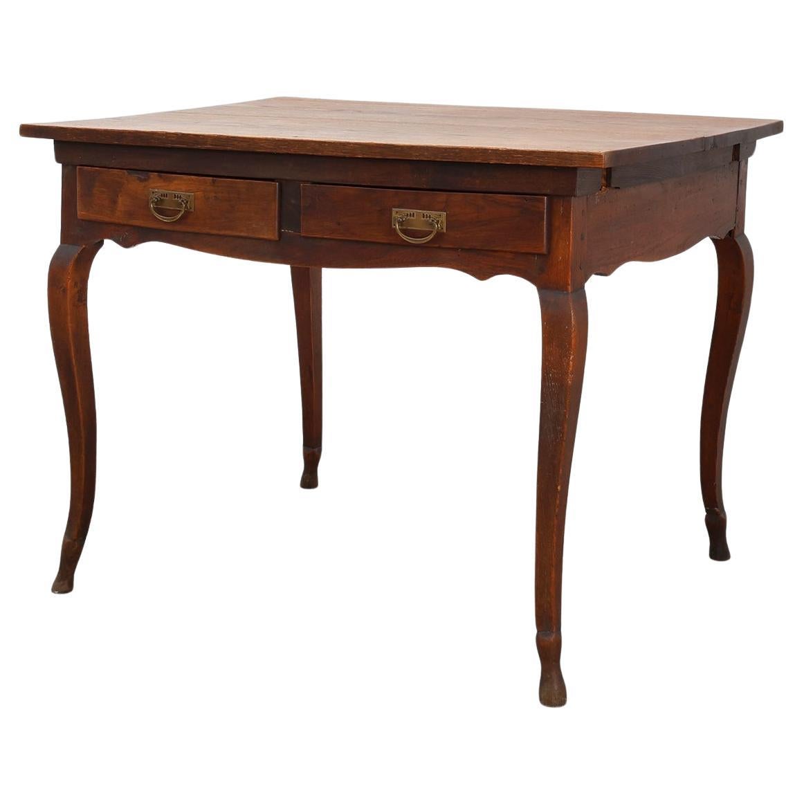 French Provincial Oak Table with Two Drawers, France, 19th Century For Sale