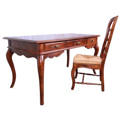 Vintage French Provincial Oak Writing Desk and Chair by Hickory