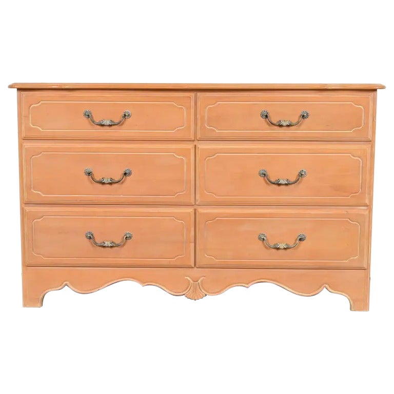 Comò a sei cassetti in acero francese provinciale o country