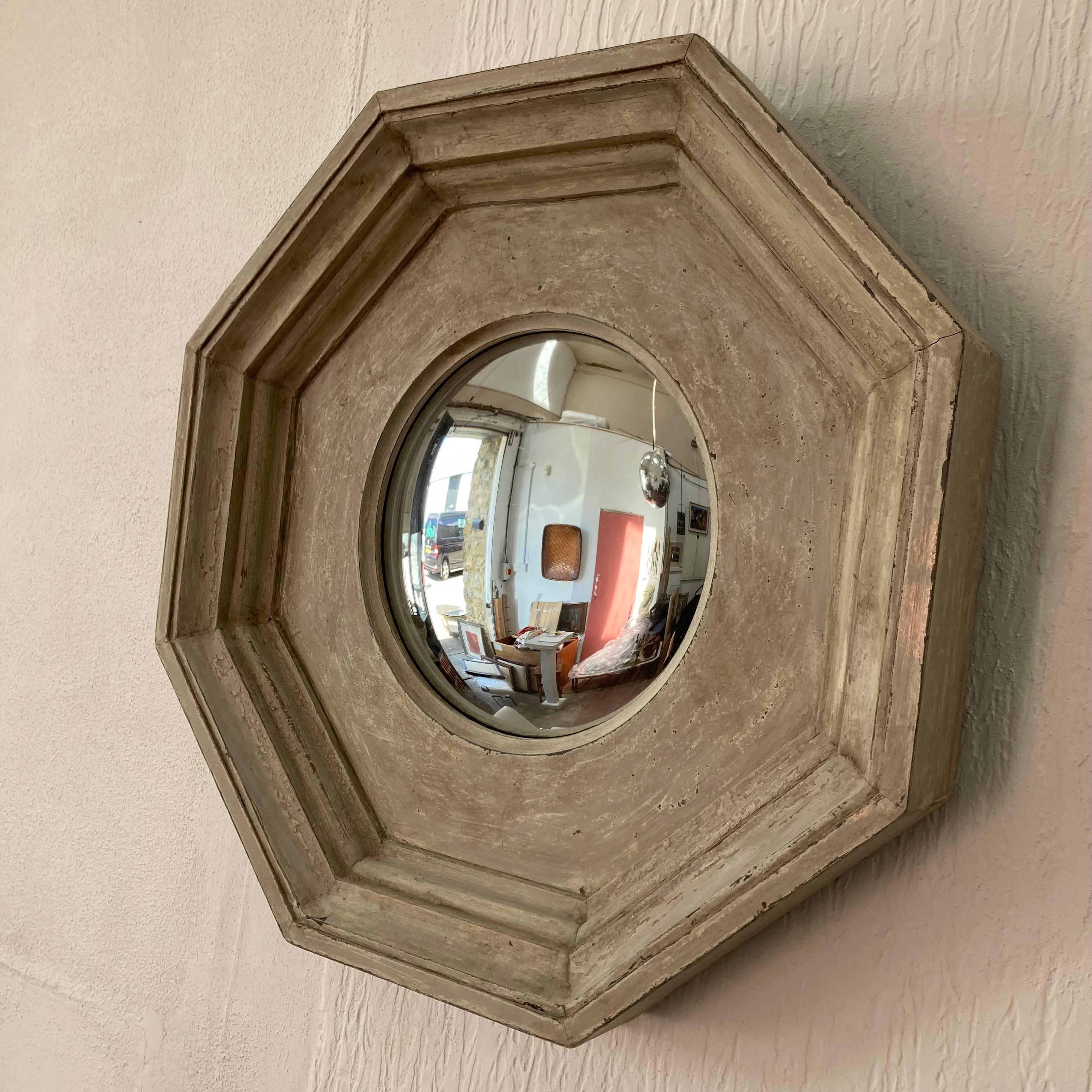 French Provincial painted Octagonal Convex Mirror For Sale 1