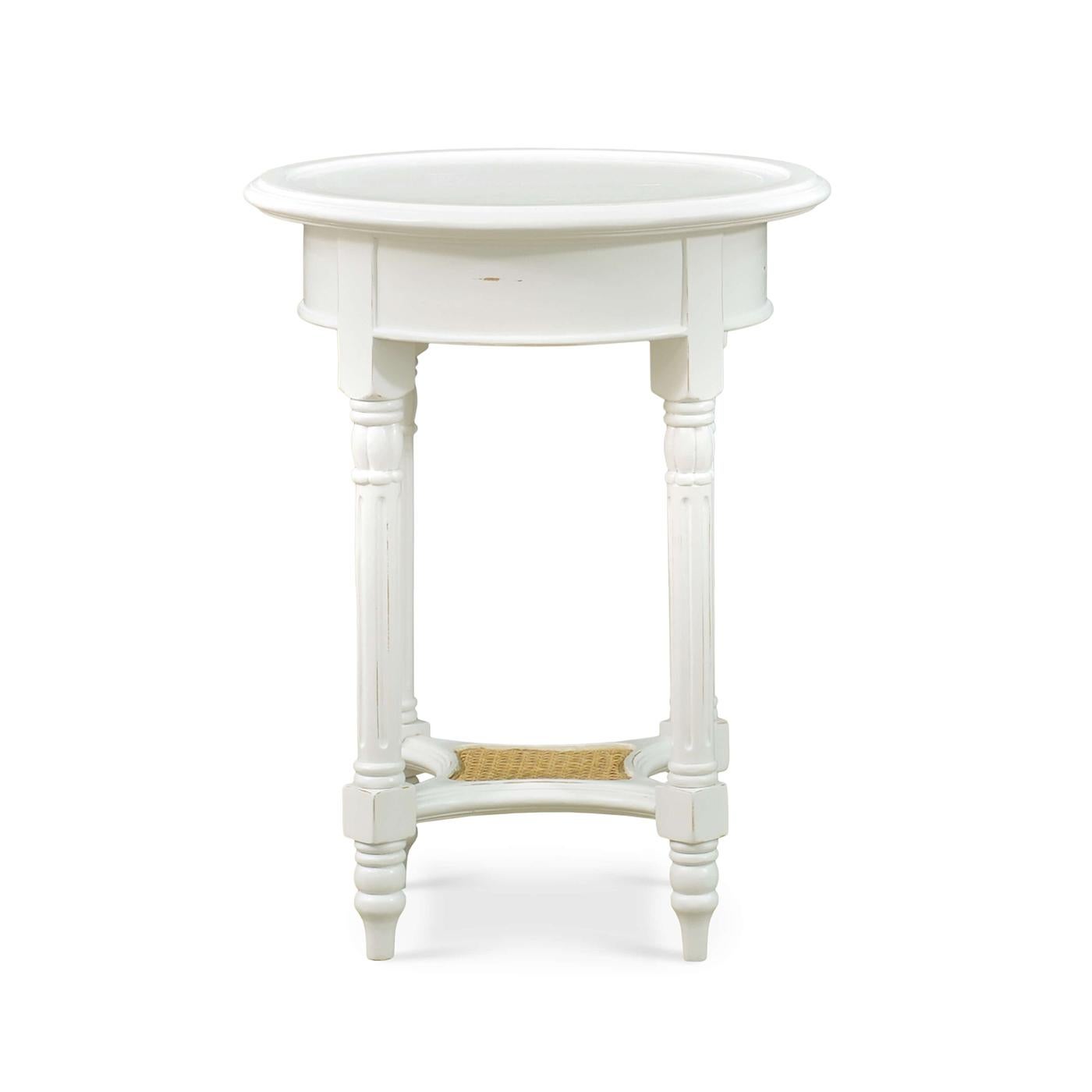 Indonesian French Provincial Painted Round End Table For Sale