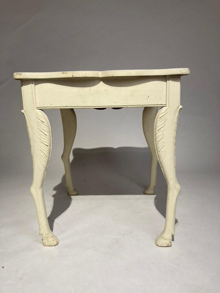 French Provincial Painted Side Table with Hoof Feet For Sale 7