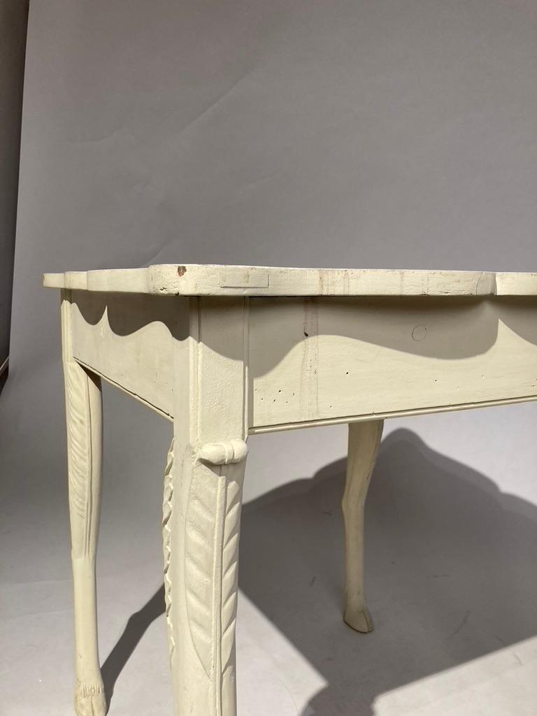French Provincial Painted Side Table with Hoof Feet For Sale 8