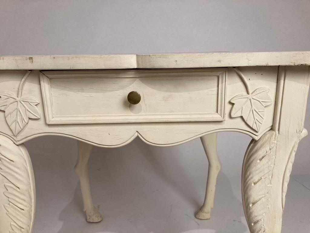 French Provincial Painted Side Table with Hoof Feet In Good Condition For Sale In Stamford, CT