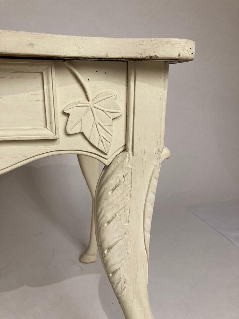Wood French Provincial Painted Side Table with Hoof Feet For Sale