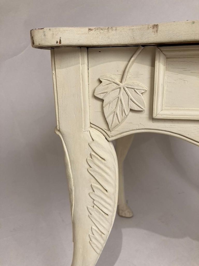 French Provincial Painted Side Table with Hoof Feet For Sale 1