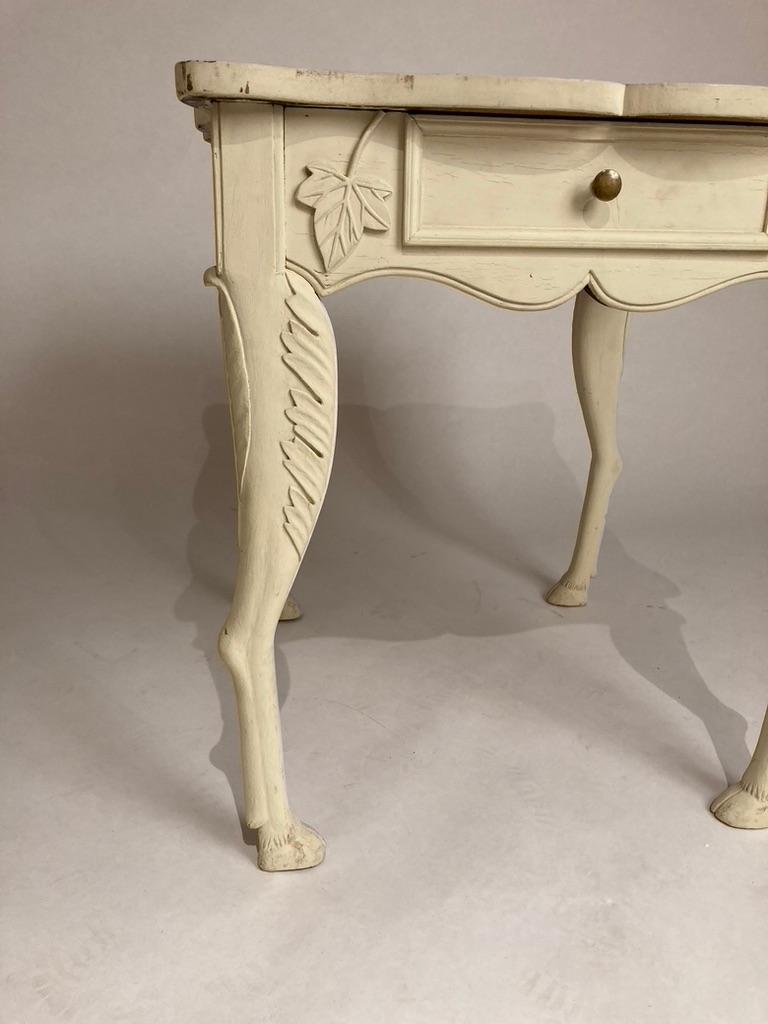 French Provincial Painted Side Table with Hoof Feet For Sale 2