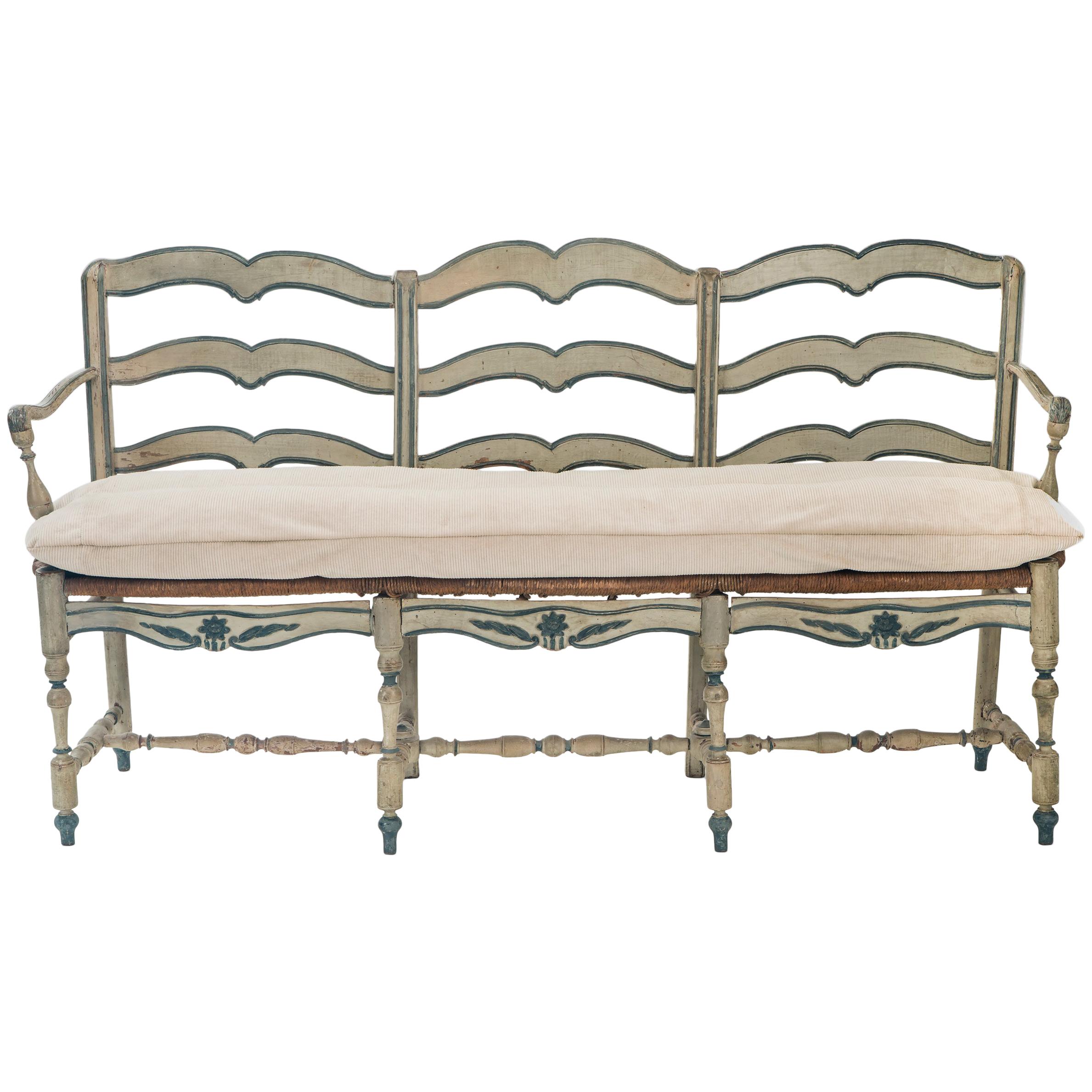 French Provincial Painted Sofa or Bench For Sale