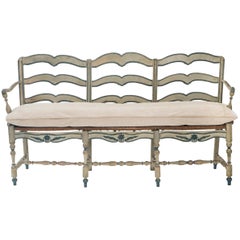 Antique French Provincial Painted Sofa or Bench
