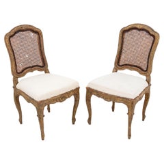 French Provincial Painted Wood Side Chairs, Pair