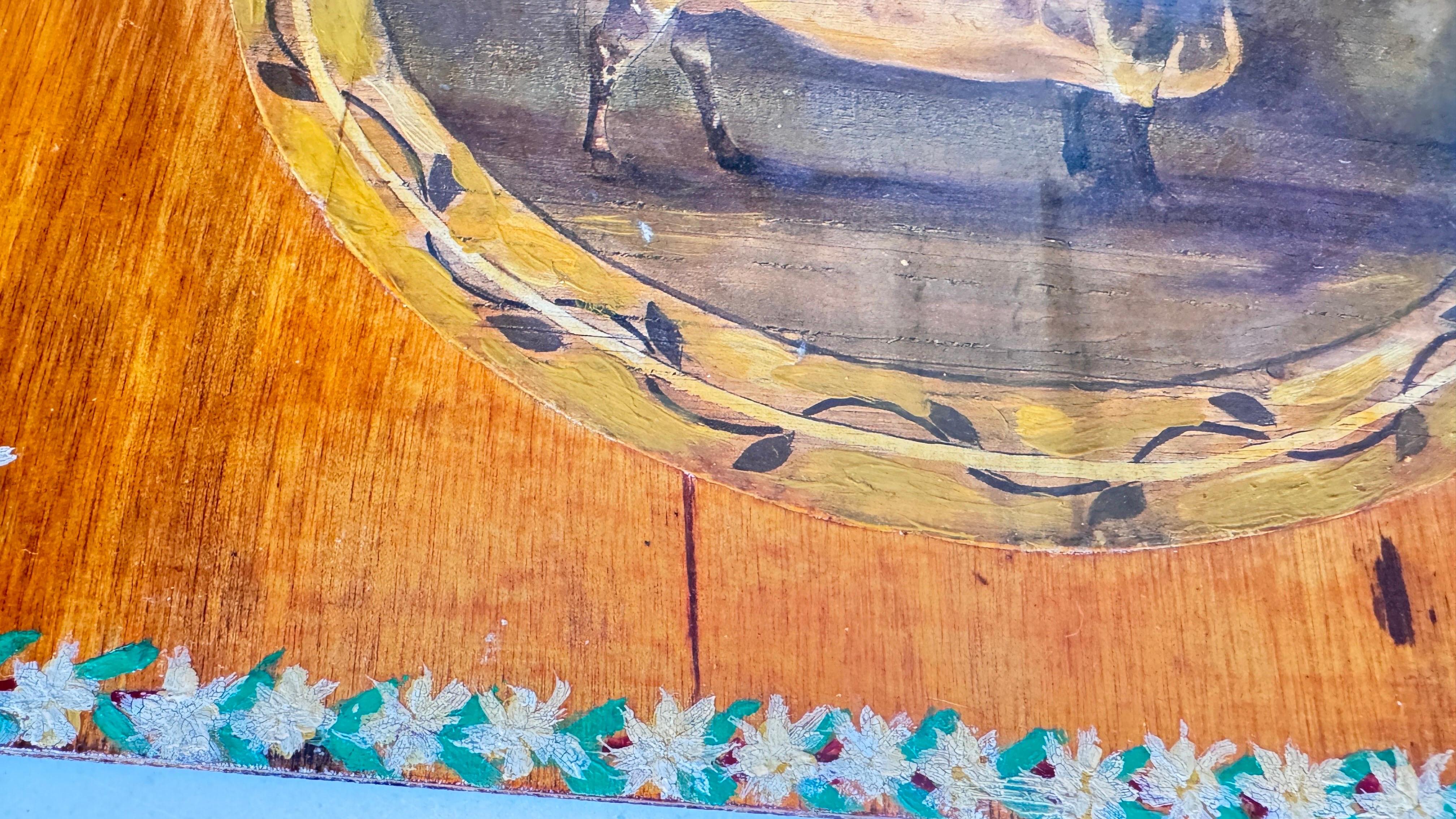 Pintura Provincial Francesa de una Vaca sobre Panel de Madera, Decoración Rústica de Chalet Aceitado en venta