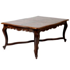 French Provincial Parquetry Oak Extending Dining Table