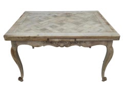 French Provincial Parquetry Top Extension Dining Table
