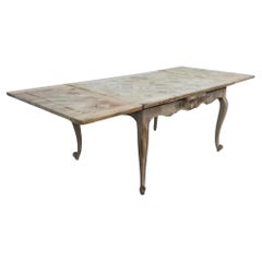 French Provincial Parquetry Top Extension Dining Table