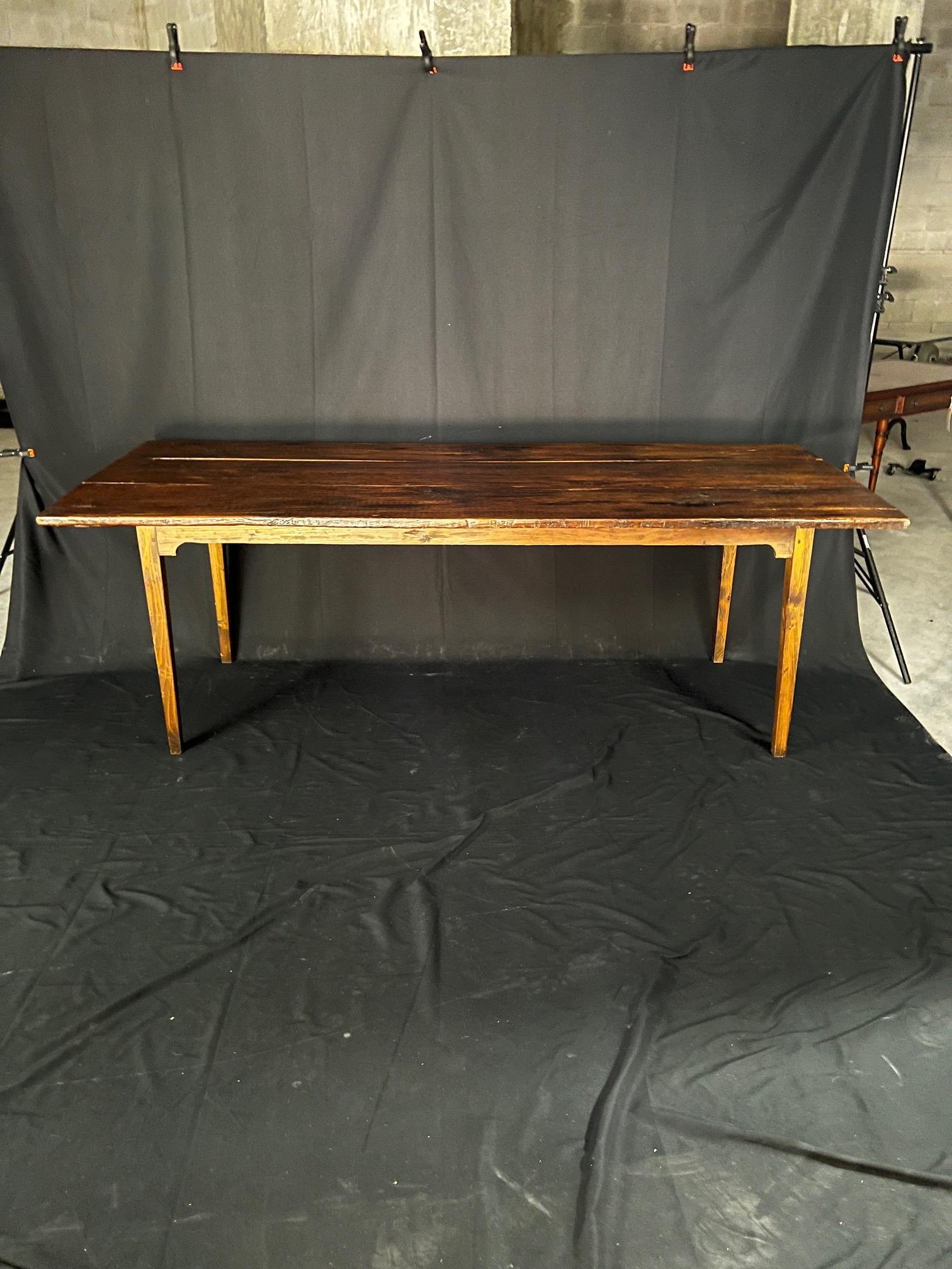 French Provincial Pine Farm Dining Table For Sale 7