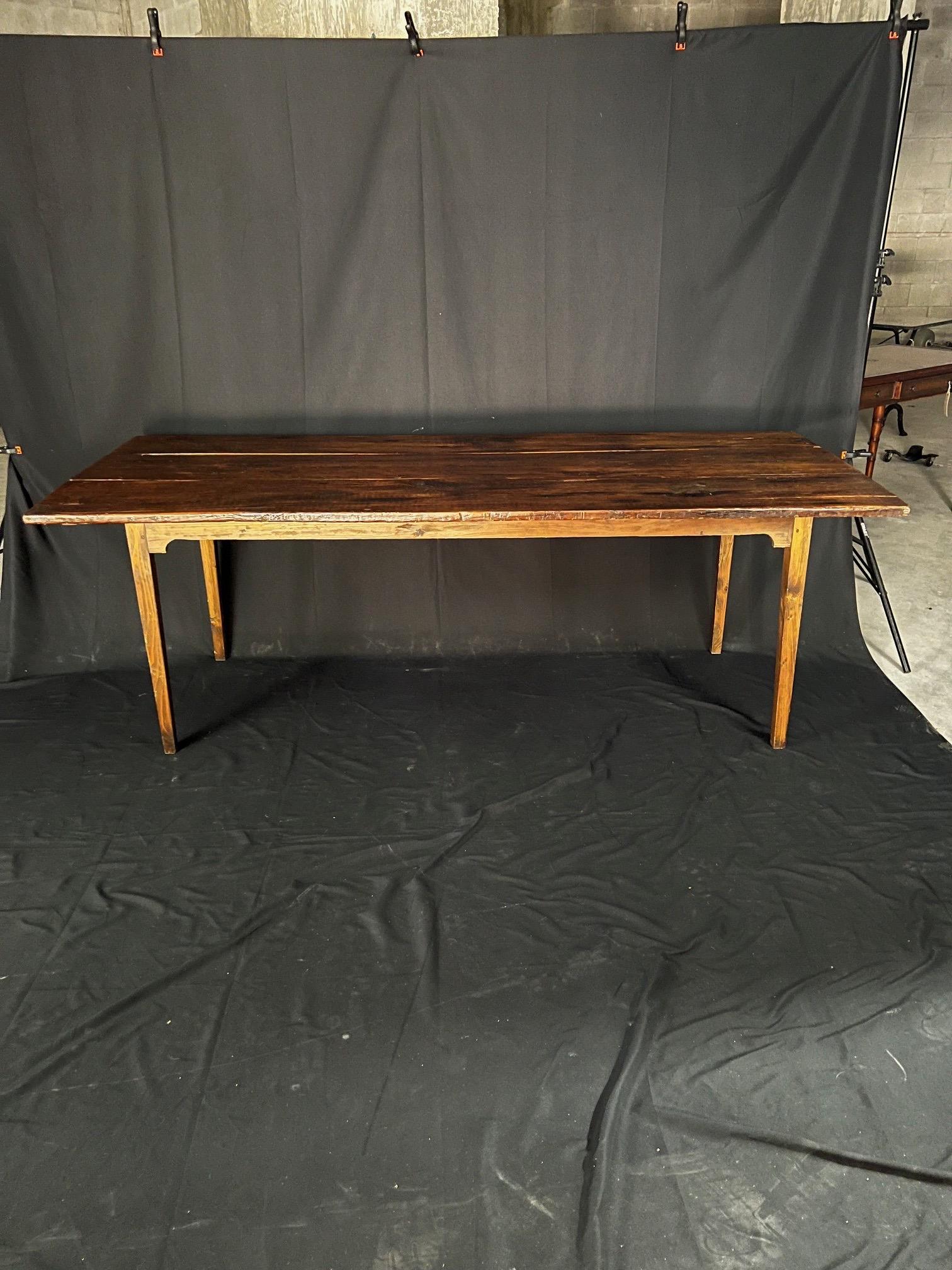 French Provincial Pine Farm Dining Table For Sale 8