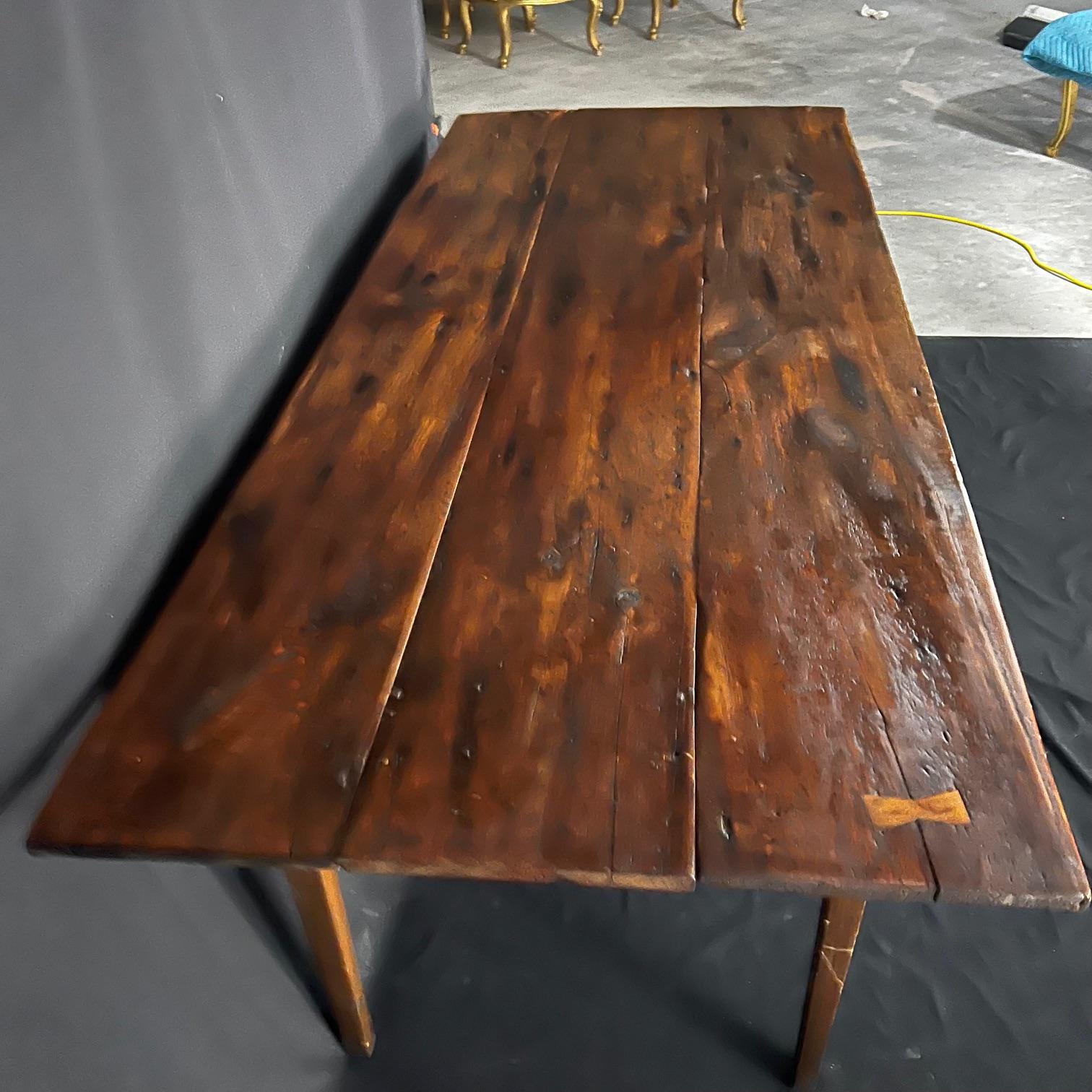 French Provincial Pine Farm Dining Table For Sale 1