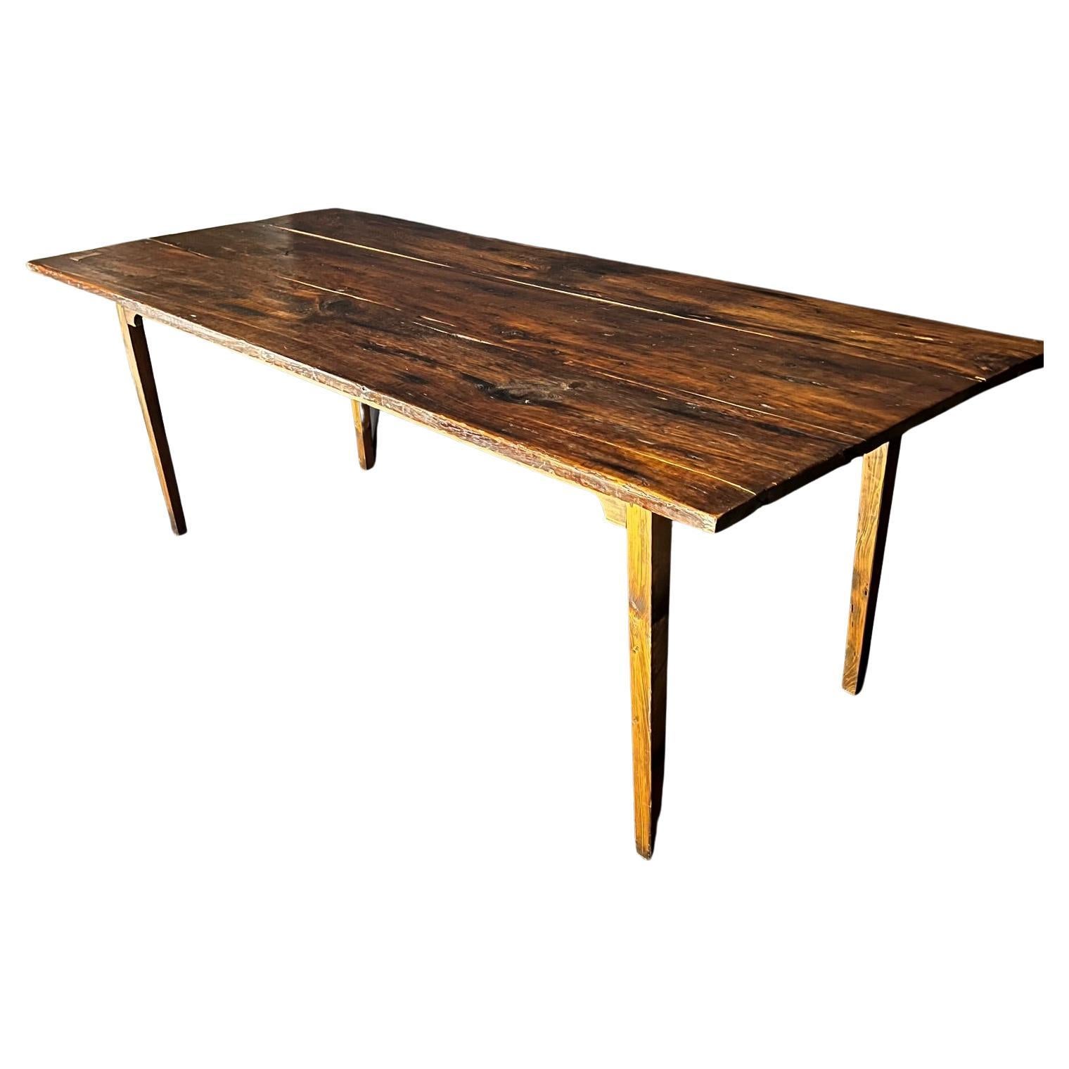 French Provincial Pine Farm Dining Table For Sale