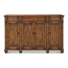 French Provincial Pine Sideboard with Diamond Panel Doors