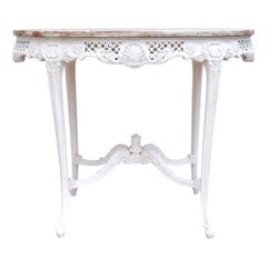 French Provincial  Pink Arabescato Marble Top Table