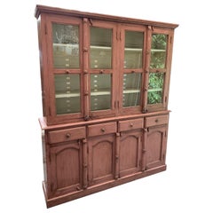 French Provincial Pink Painted Vitrine/ Cabinet, Cupboard, 19th Century