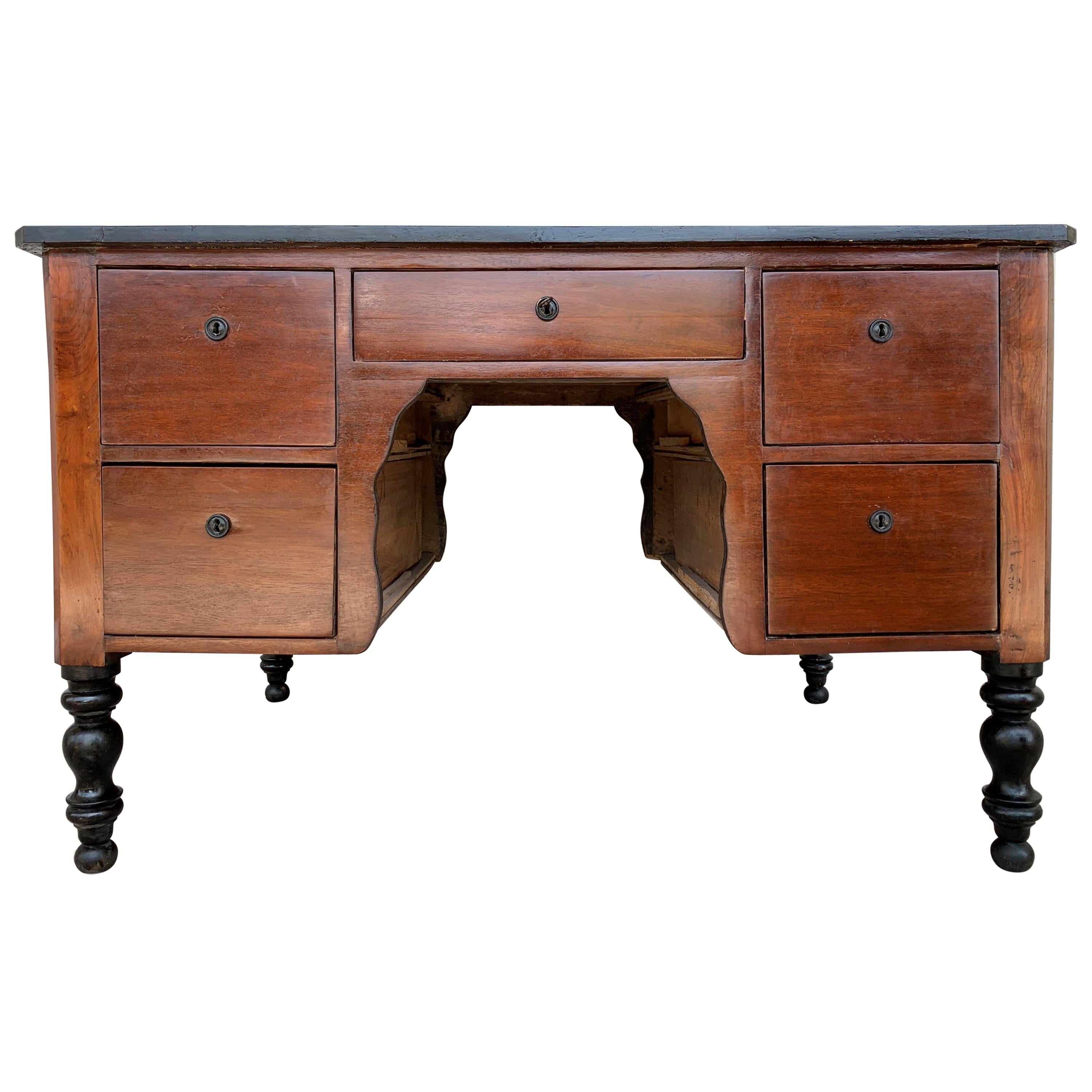 French Provincial Plantation Style Walnut Secretary Desk, 19th Century