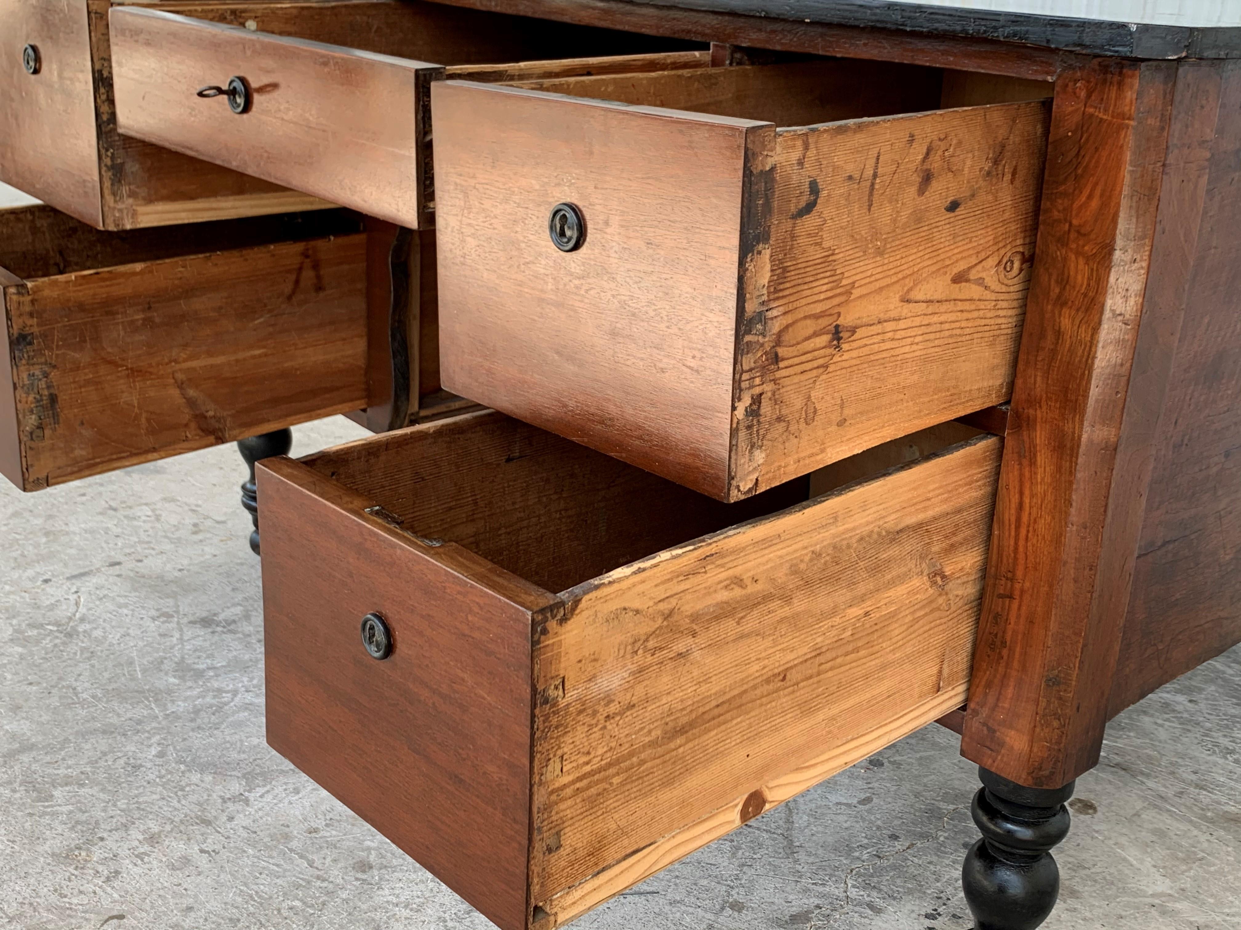 French Provincial Plantation Style Walnut Secretary Desk and Bookcase, 19th C. 8