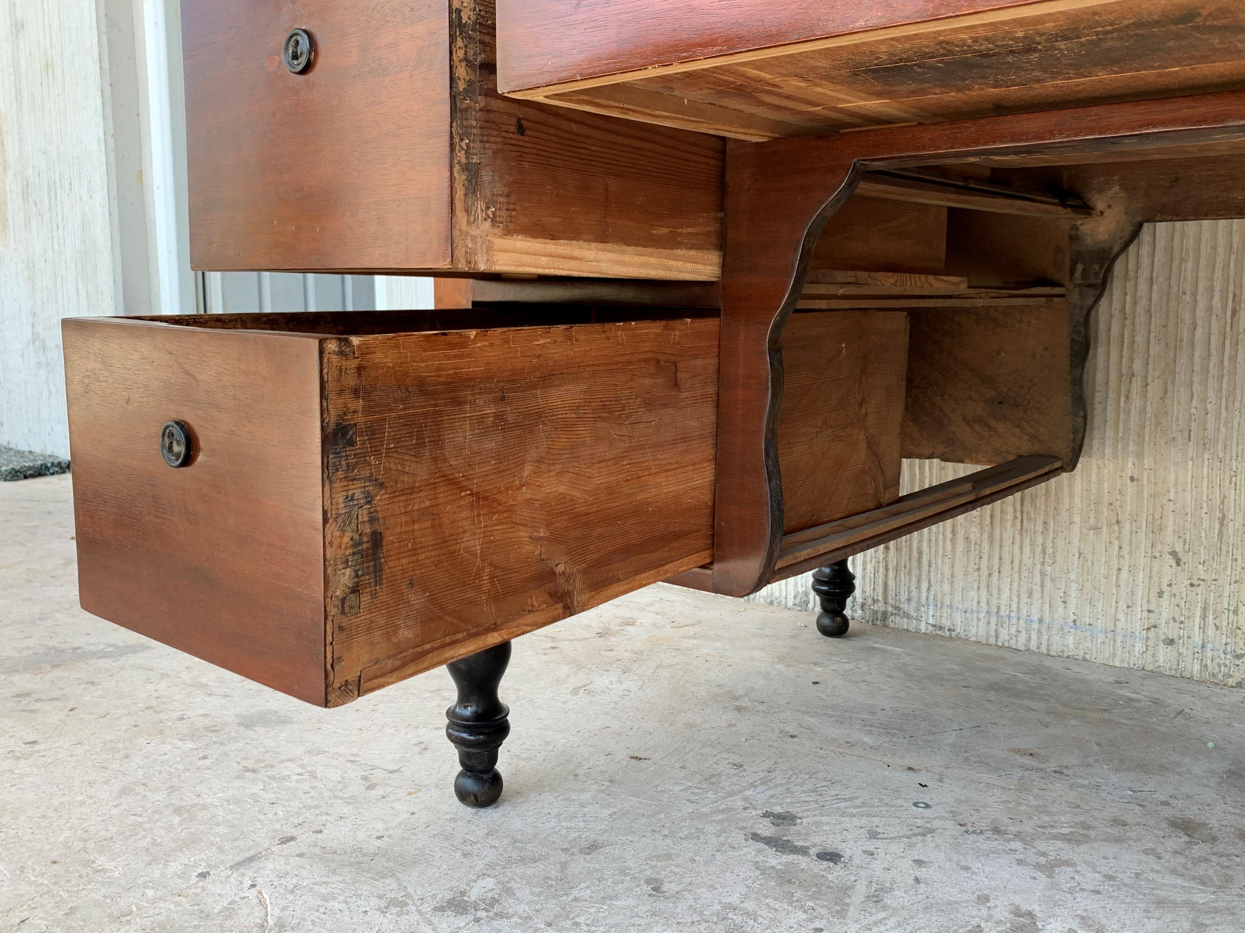 French Provincial Plantation Style Walnut Secretary Desk and Bookcase, 19th C. 9