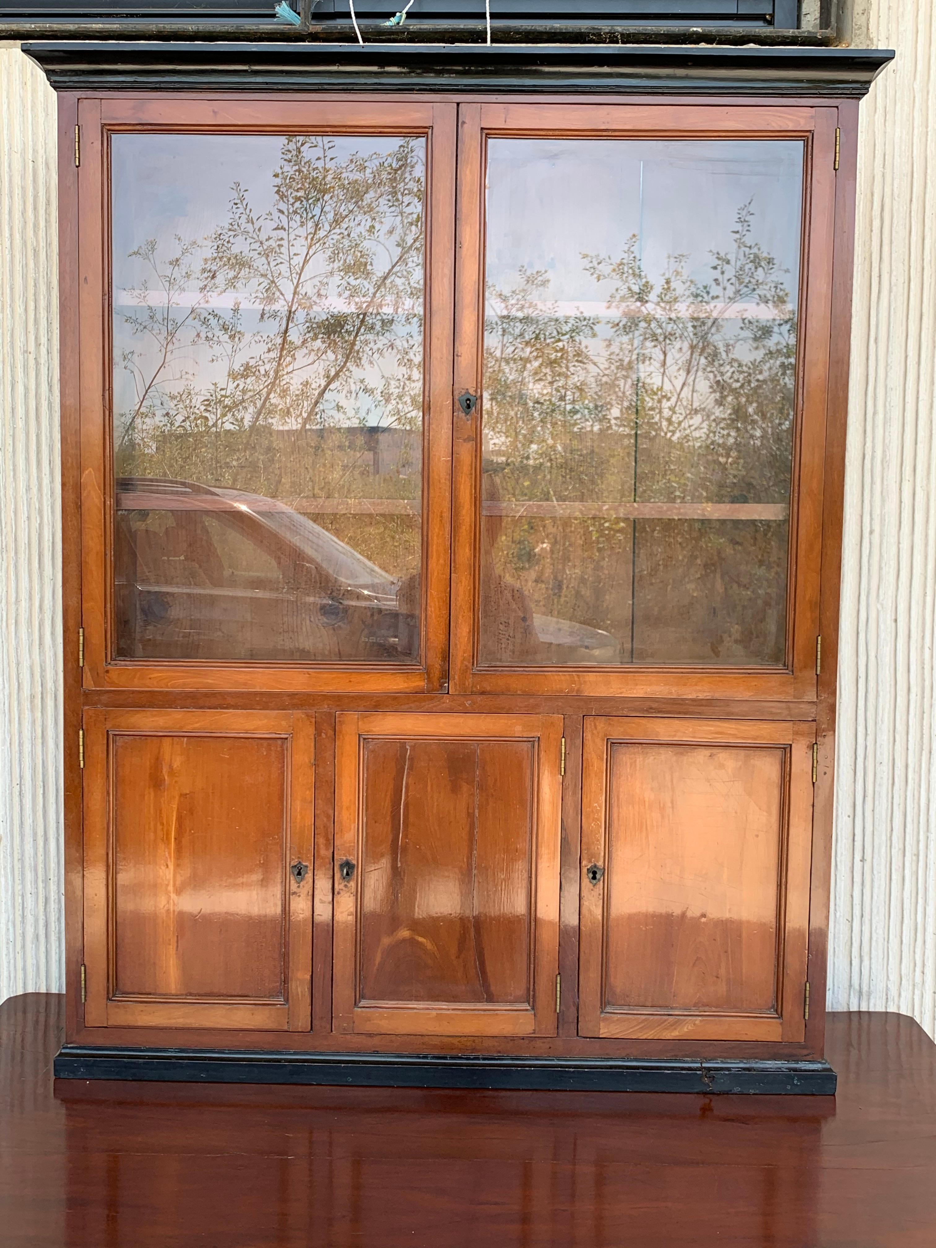 French Provincial Plantation Style Walnut Secretary Desk and Bookcase, 19th C. 1