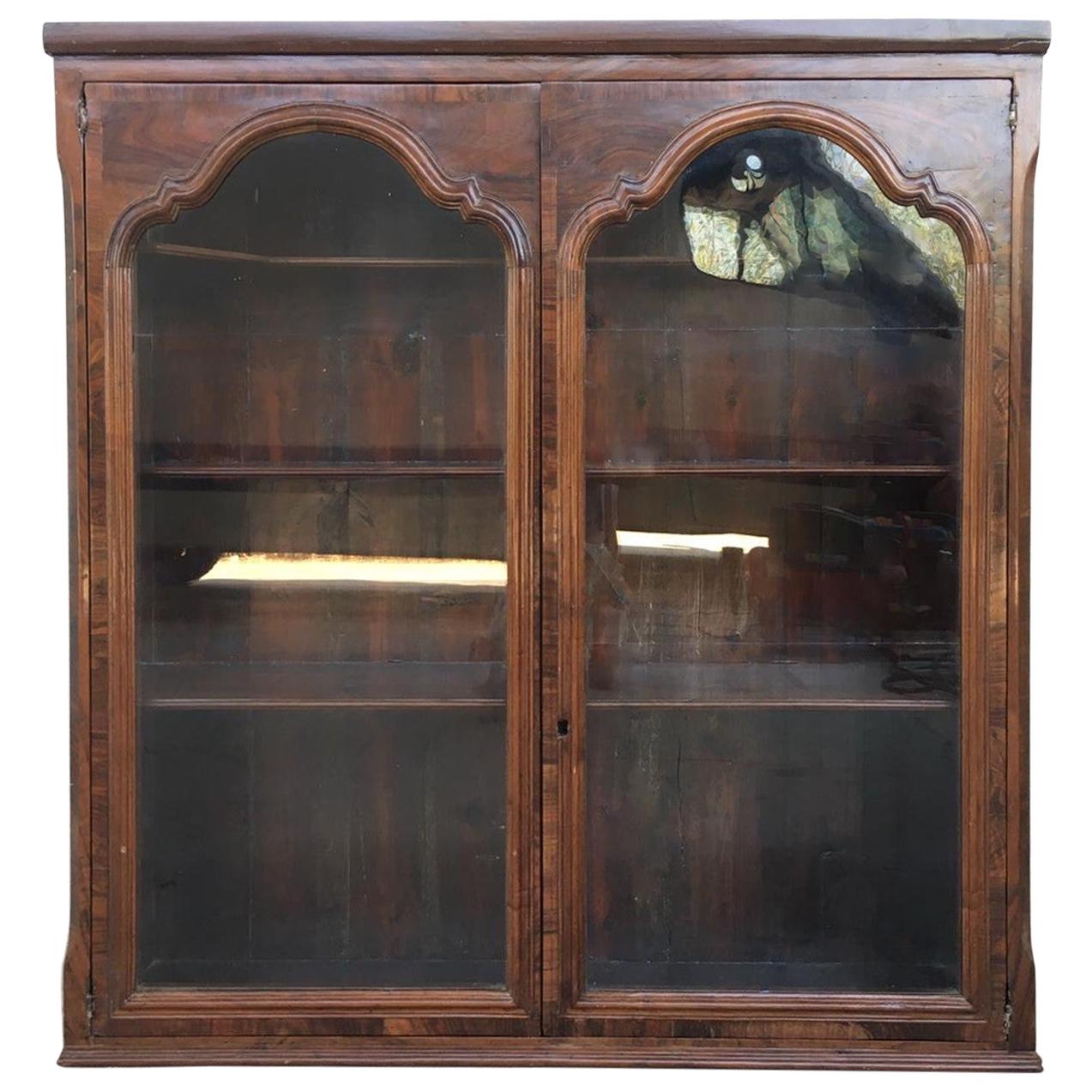 French Provincial Plantation Style Walnut Vitrine, Bookcase, 19th Century For Sale