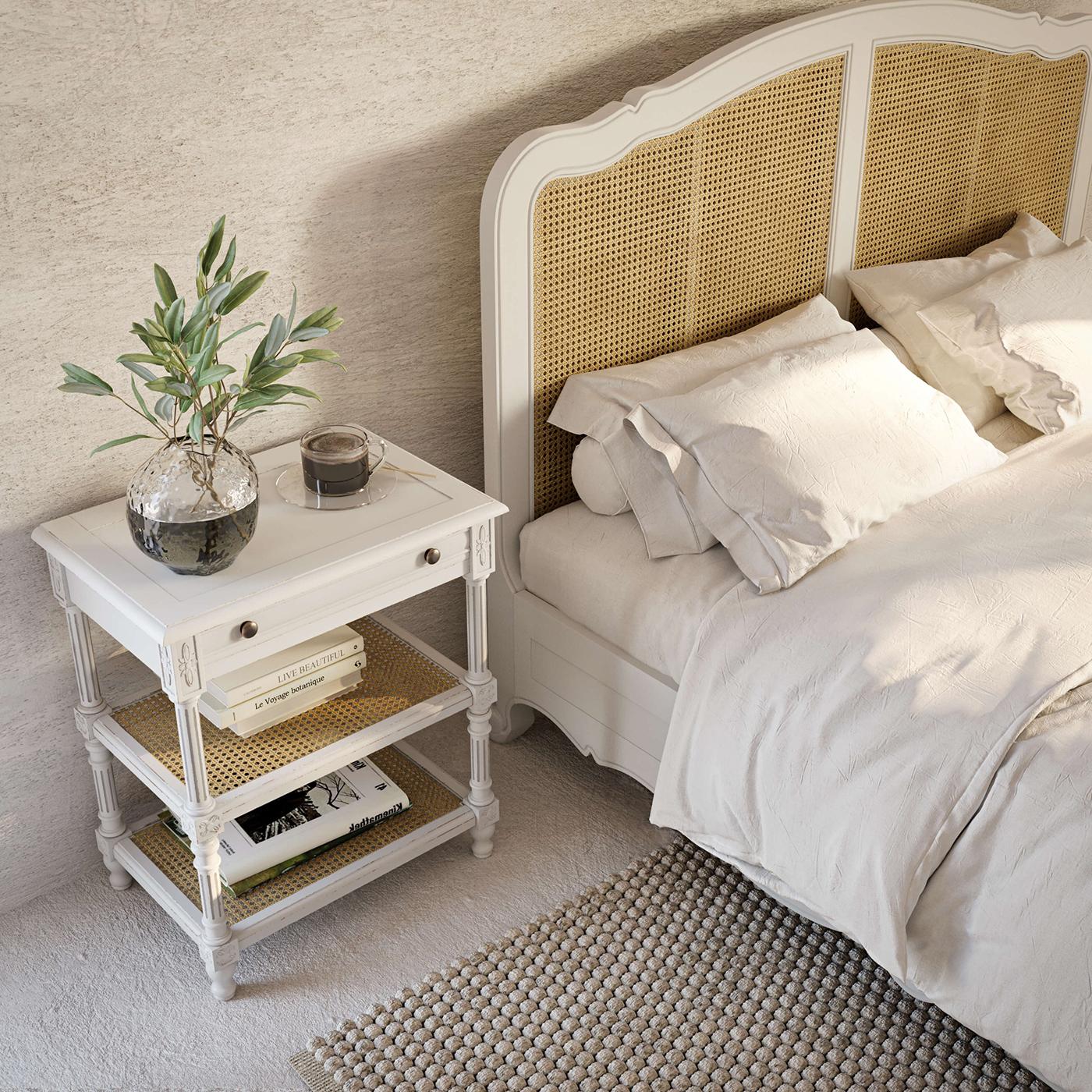 Rattan French Provincial Queen Bed For Sale