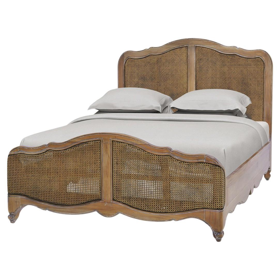 French Provincial Queen Bed - Straw Wash Finish