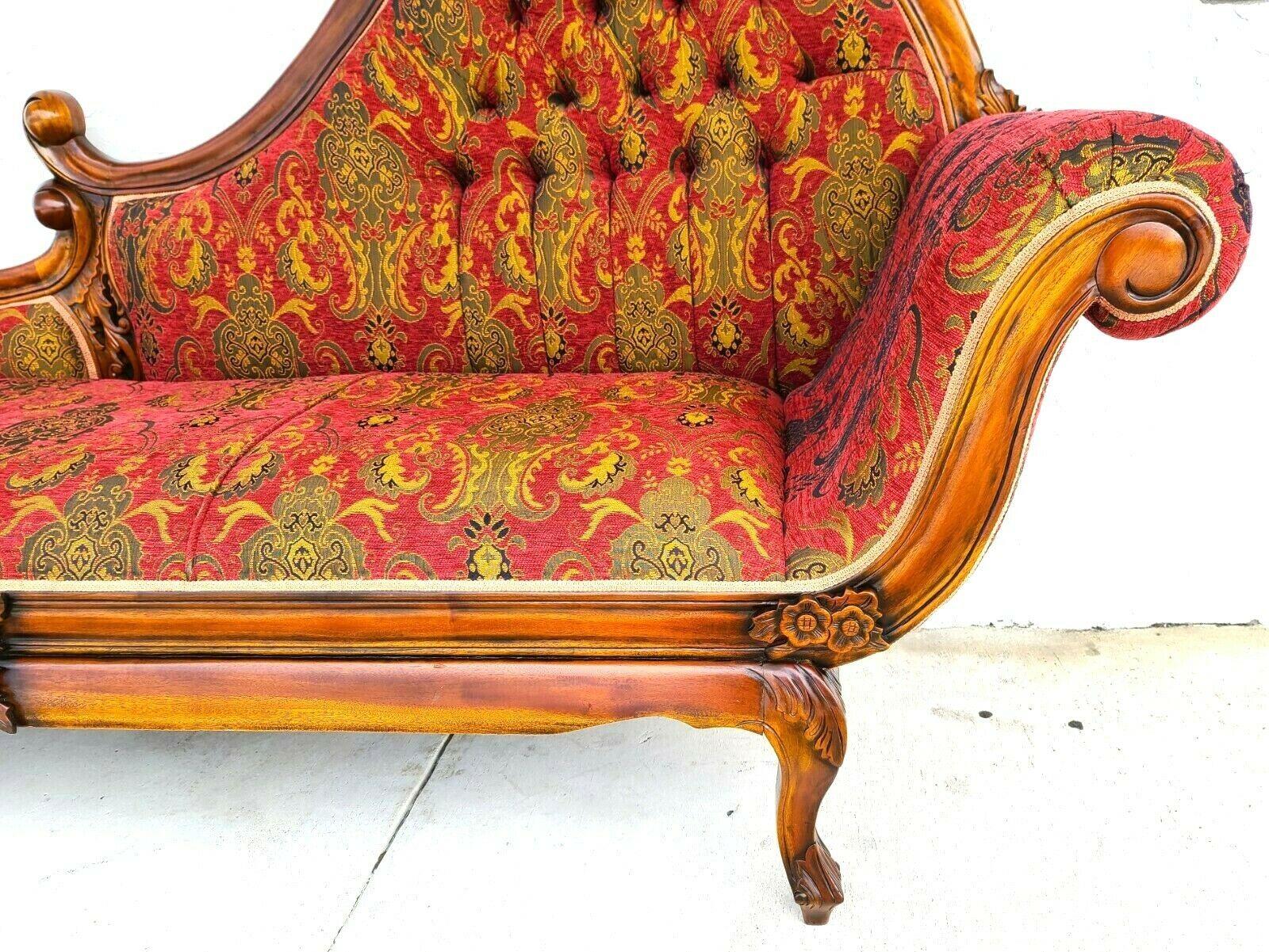 Fauteuil de salon Rcamier en tissu d'ameublement français provincial  1