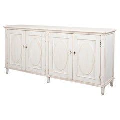 French Provincial Reeded Sideboard, 78" - Whitewashed with Oval Medallions