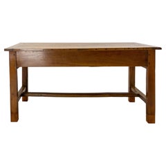French Provincial Refectory Table Cherry Wood Server Dining Table, circa 1960