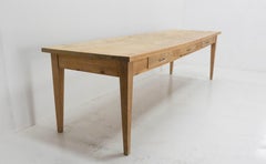 French Provincial Refectory Table Oak and Pine Server Dining Table circa 1960