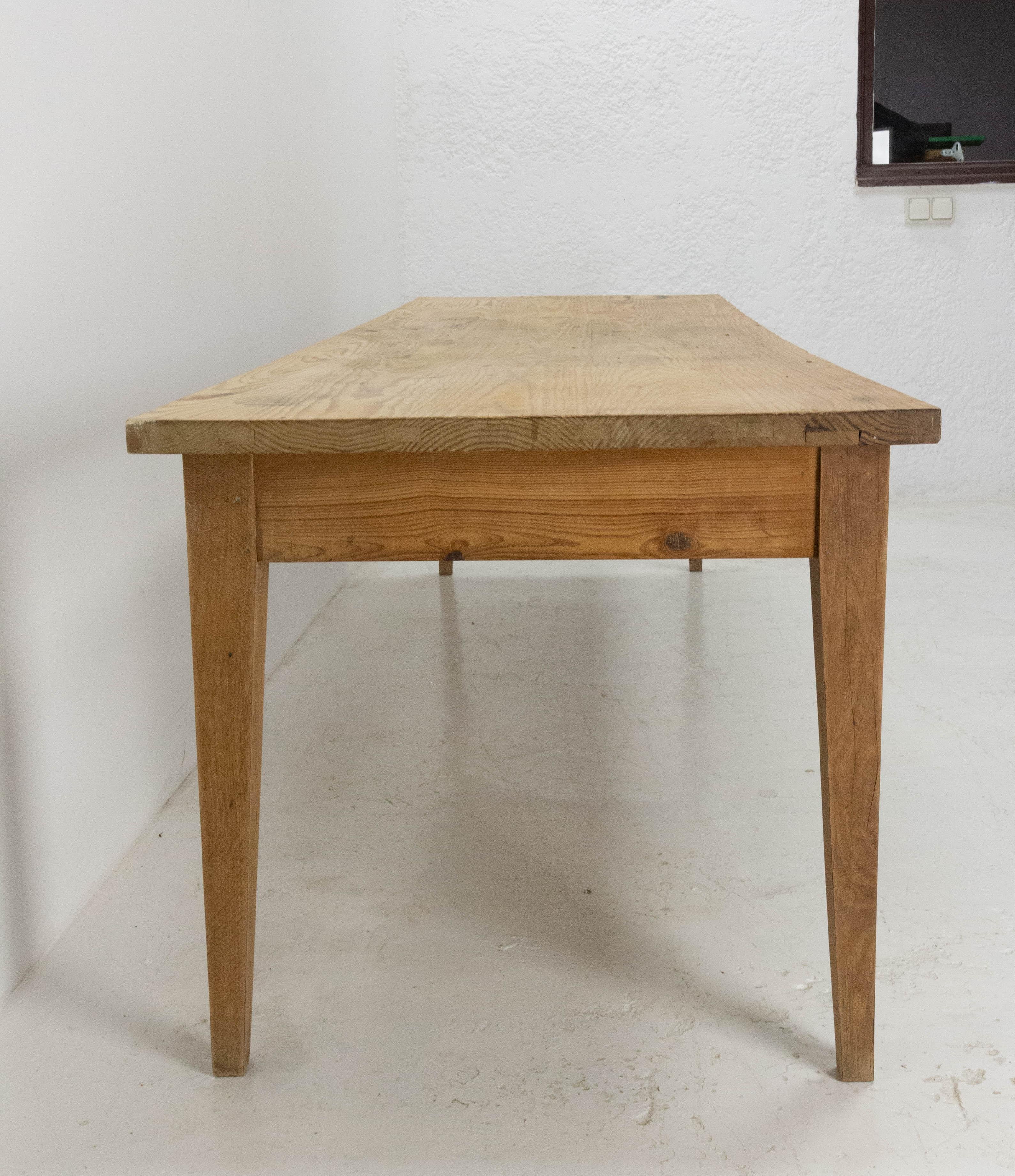 Mid-Century Modern French Provincial Refectory Table Oak and Pine Server Dining Table circa 1960