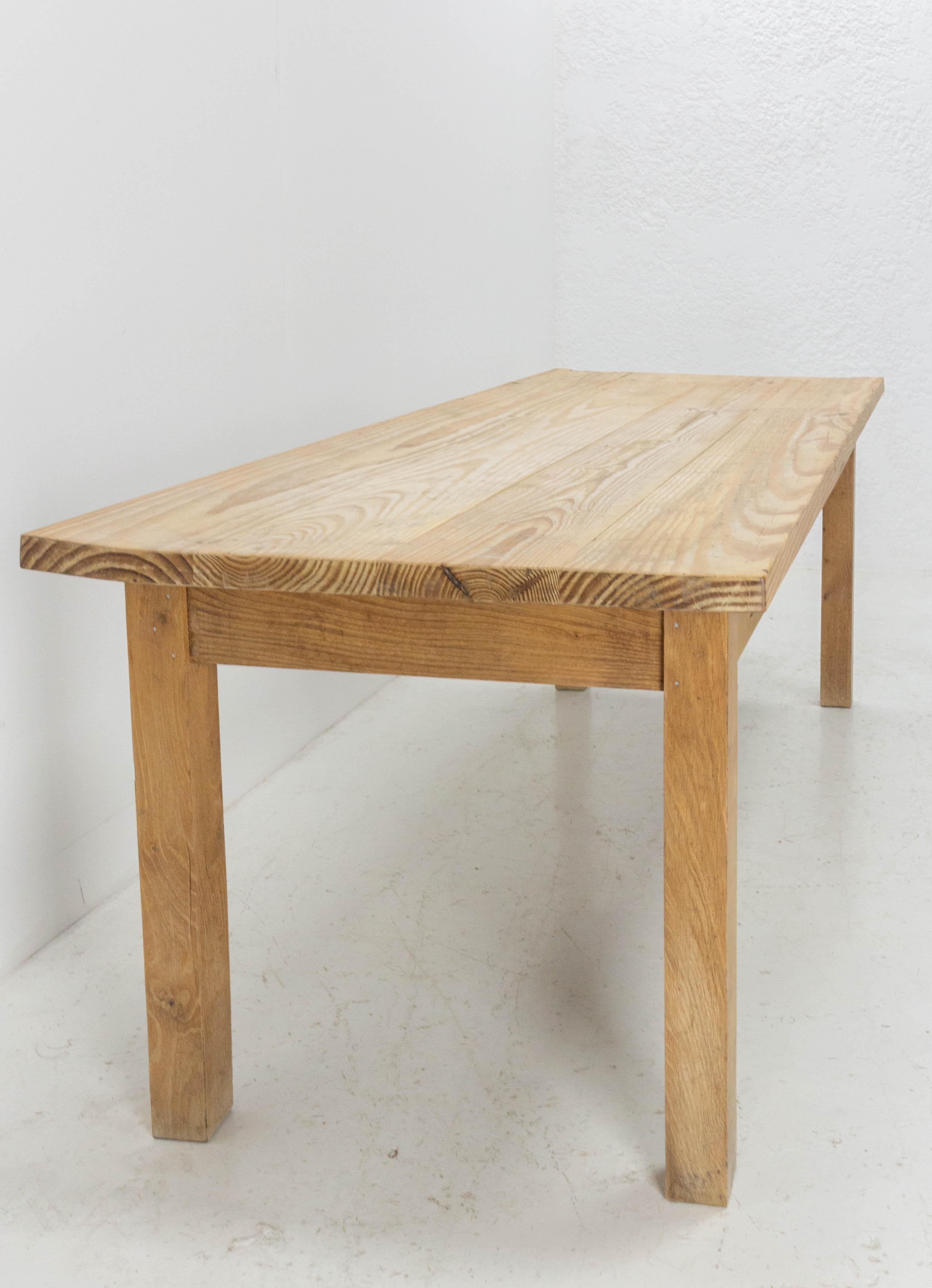 Mid-Century Modern French Provincial Refectory Table Oak and Pine Server Dining Table, circa 1960