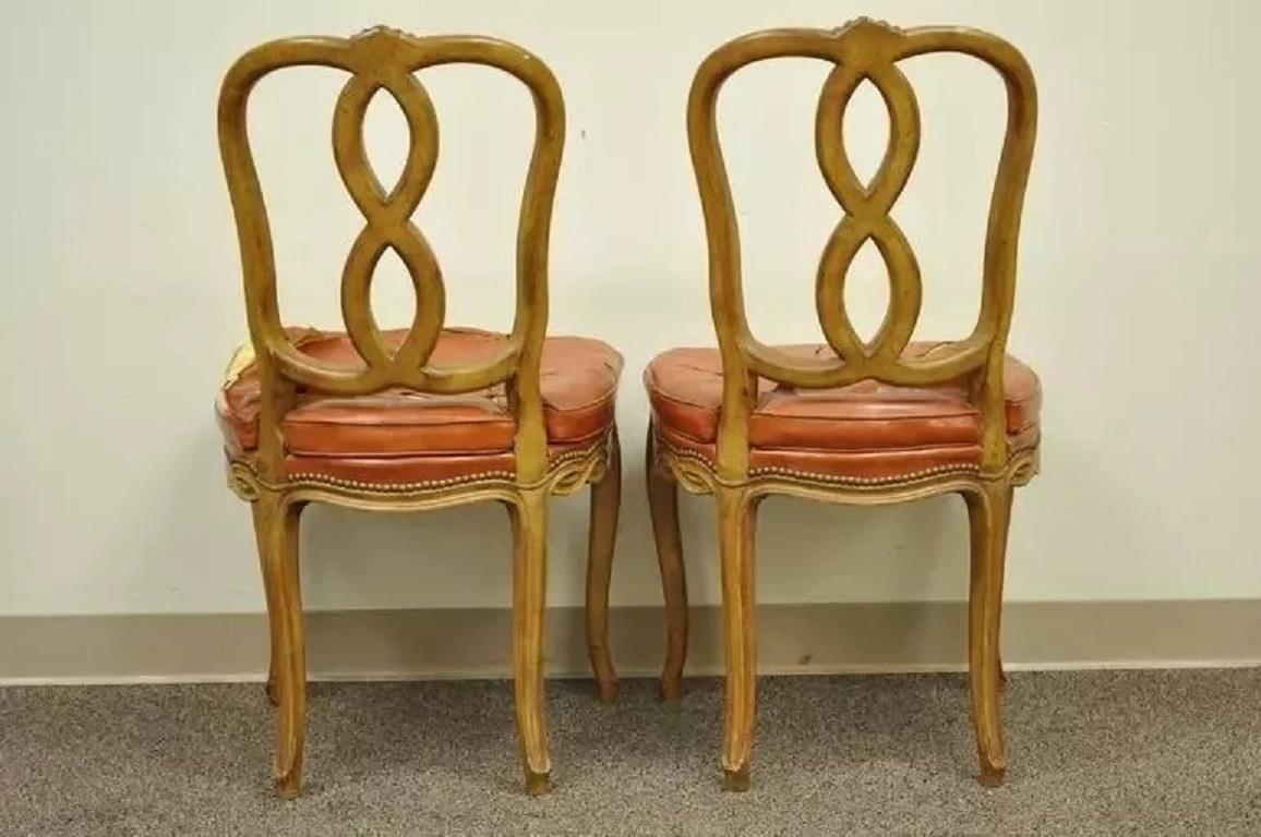 XX secolo Sedie da pranzo French Rococo con schienale Pretzel Hollywood Regency - Set di 6 in vendita