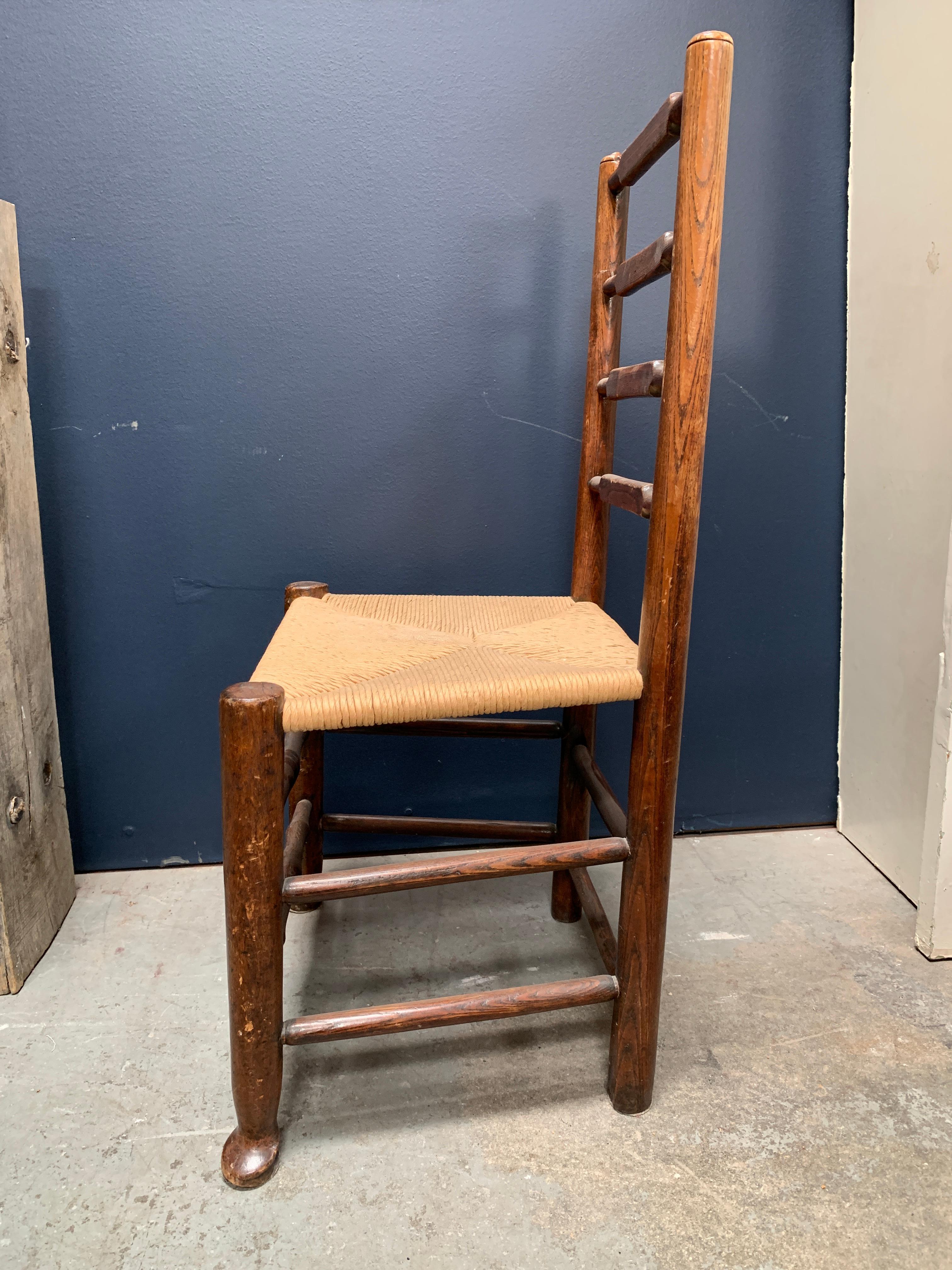 Hand-Carved French Provincial Rush Seat Ladder Back Dining Chair